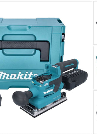 Makita DBO 382 F1J Ponceuse vibrante sans fil 18 V 93 x 185 mm Brushless + 1x batterie 3,0 Ah + Makpac - sans chargeur