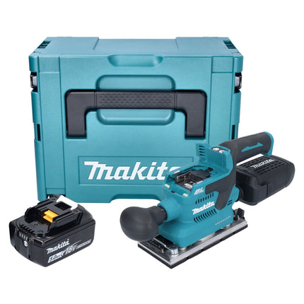 Makita DBO 382 T1J akumulatorowa szlifierka oscylacyjna 18 V 93 x 185 mm bezszczotkowa + 1x akumulator 5,0 Ah + Makpac - bez ładowarki