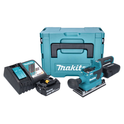 Makita DBO 382 RT1J akumulatorowa szlifierka oscylacyjna 18 V 93 x 185 mm bezszczotkowa + 1x akumulator 5,0 Ah + ładowarka + Makpac
