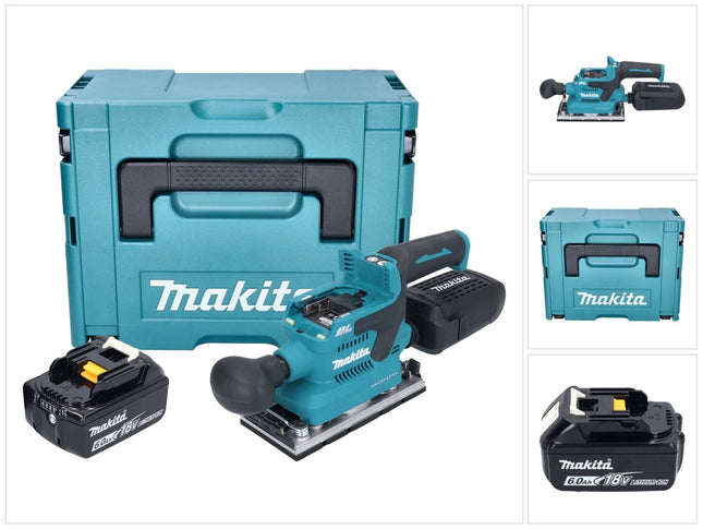 Makita DBO 382 G1J akumulatorowa szlifierka oscylacyjna 18 V 93 x 185 mm bezszczotkowa + 1x akumulator 6,0 Ah + Makpac - bez ładowarki
