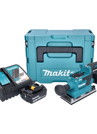 Makita DBO 382 RG1J Ponceuse vibrante sans fil 18 V 93 x 185 mm Brushless + 1x batterie 6,0 Ah + chargeur + Makpac