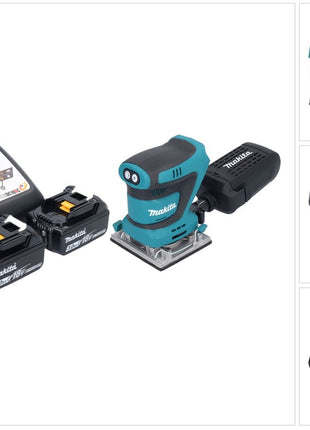 Makita DBO 484 RF ponceuse orbitale sans fil 18 V 112 x 102 mm + 2x batterie 3,0 Ah + chargeur