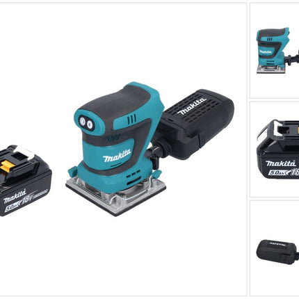 Makita DBO 484 T1 akumulatorowa szlifierka oscylacyjna 18 V 112 x 102 mm + 1x akumulator 5,0 Ah - bez ładowarki