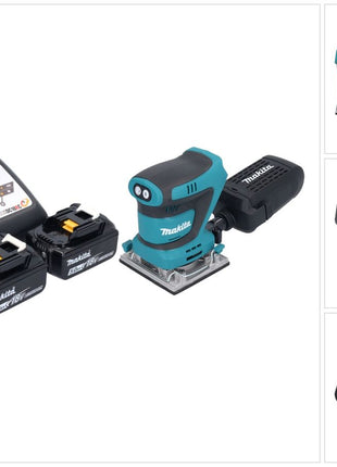 Makita DBO 484 RT Ponceuse vibrante sans fil 18 V 112 x 102 mm + 2x batterie 5,0 Ah + chargeur