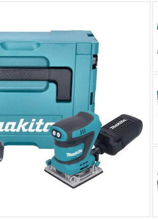 Makita DBO 484 F1J Ponceuse vibrante sans fil 18 V 112 x 102 mm + 1x batterie 3,0 Ah + Makpac - sans chargeur