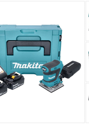 Makita DBO 484 RMJ ponceuse orbitale sans fil 18 V 112 x 102 mm + 2x batterie 4,0 Ah + chargeur + Makpac