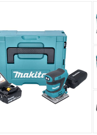 Makita DBO 484 RT1J Ponceuse vibrante sans fil 18 V 112 x 102 mm + 1x batterie 5,0 Ah + chargeur + Makpac