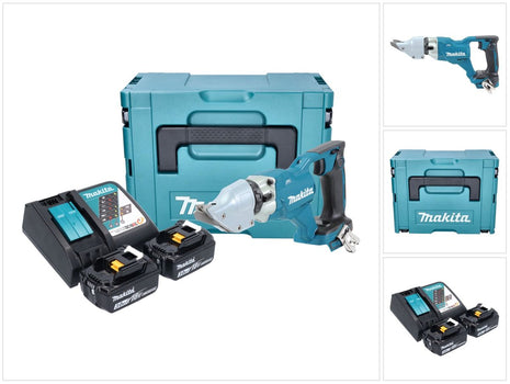 Makita DJS 200 RFJ batería tijeras de hojalatero 18 V 2,0 mm sin escobillas + 2x baterías 3,0 Ah + cargador + Makpac