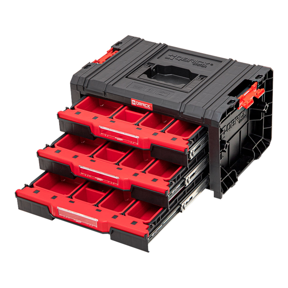 Qbrick System PRO Drawer 3 Toolbox 2.0 Expert sztaplowany 450 x 310 x 244 mm 3x 4,5 l IP54 z trzema szufladami 21 wkładek
