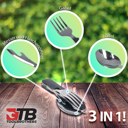 Toolbrothers Fan Lunch Pack in Hardcase Carry Bag Wodoodporna torba na lunch z pojemnikiem ze stali nierdzewnej i bambusową pokrywką 1200 ml + butelka ze stali nierdzewnej 600 ml + wielofunkcyjne sztućce 4 w 1