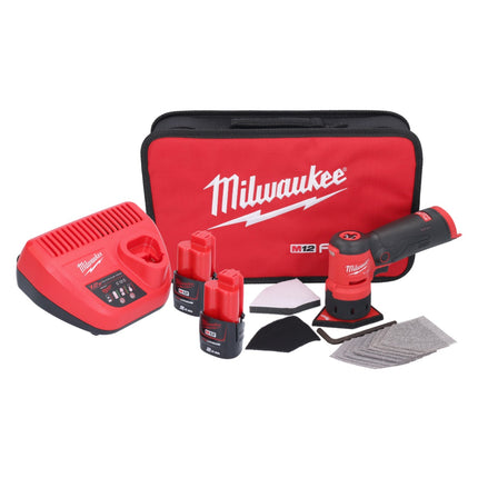 Milwaukee M12 FDSS-202B akumulatorowa szlifierka punktowa 12 V 88,8 x 63,5 mm + 2x akumulator 2,0 Ah + ładowarka