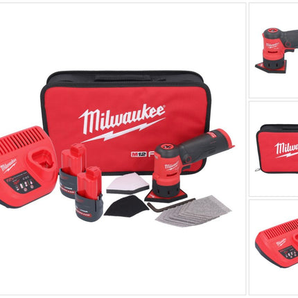 Milwaukee M12 FDSS-252B akumulatorowa szlifierka punktowa 12 V 88,8 x 63,5 mm + 2x akumulator 2,5 Ah + ładowarka