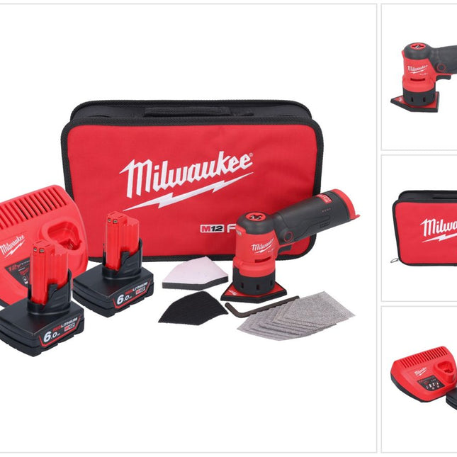 Milwaukee M12 FDSS-602B akumulatorowa szlifierka punktowa 12 V 88,8 x 63,5 mm + 2x akumulator 6,0 Ah + ładowarka