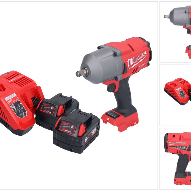 Milwaukee M18 FHIWF12-602 Akku Schlagschrauber 18 V 1356 Nm 1/2" Brushless + 2x Akku 6,0 Ah + Ladegerät