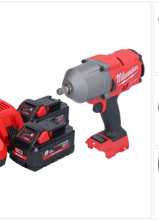 Milwaukee M18 FHIWF12-802 Akku Schlagschrauber 18 V 1356 Nm 1/2" Brushless + 2x Akku 8,0 Ah + Ladegerät