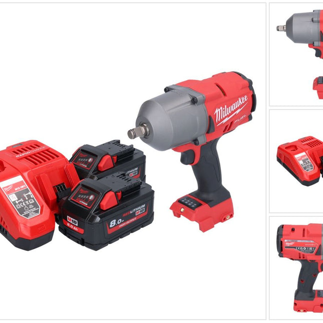Milwaukee M18 FHIWF12-802 akumulatorowy klucz udarowy 18 V 1356 Nm 1/2" bezszczotkowy + 2x akumulator 8,0 Ah + ładowarka