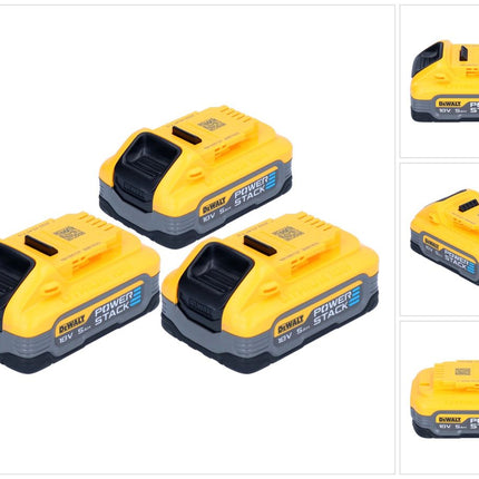 Zestaw akumulatorów DeWalt DCBP 518 H3 3x akumulator Powerstack 18 V 5,0 Ah / 5000 mAh XR Li-Ion - ze wskaźnikiem poziomu naładowania