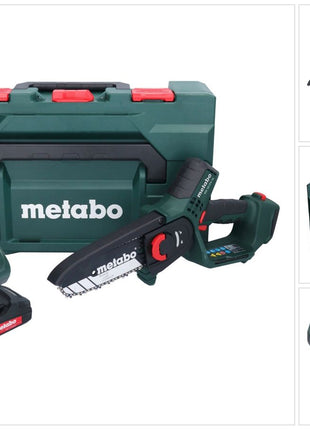 Metabo MS 18 LTX 15 Akku Gehölzsäge 18 V 15 cm 5 m/s + 1x Akku 2,0 Ah + Ladegerät + metaBOX