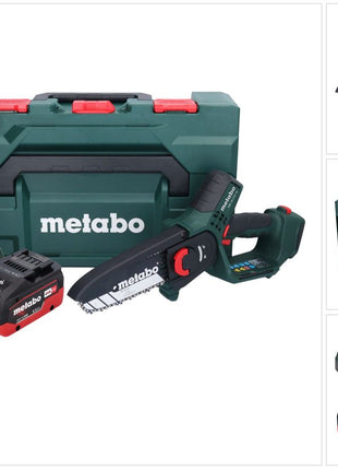 Metabo MS 18 LTX 15 Akku Gehölzsäge 18 V 15 cm 5 m/s + 2x Akku 5,5 Ah + Ladegerät + metaBOX