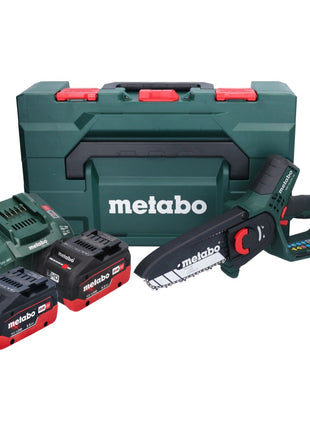 Metabo MS 18 LTX 15 Akku Gehölzsäge 18 V 15 cm 5 m/s + 2x Akku 5,5 Ah + Ladegerät + metaBOX