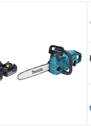 Motosierra a batería Makita DUC 357 RF2X2 18 V 35 cm 7,7 m/s sin escobillas + 2x baterías 3,0 Ah + cargador