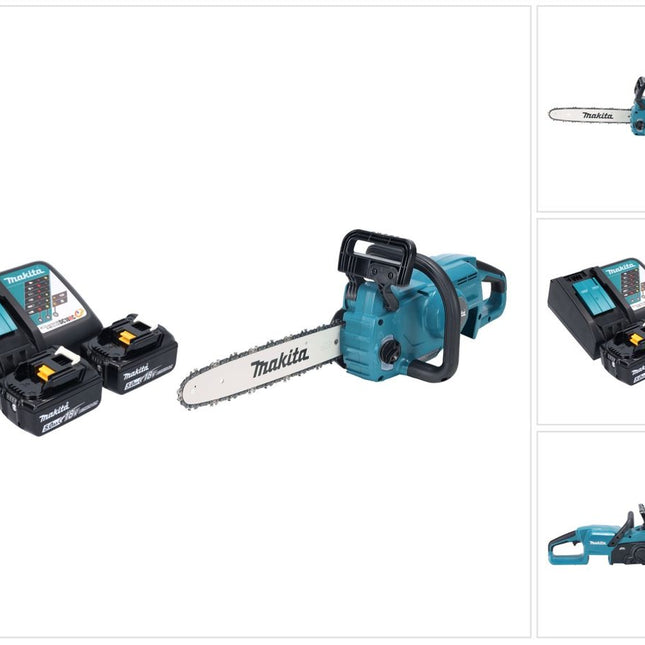 Makita DUC 357 RT2X2 Akumulatorowa pilarka łańcuchowa 18 V 35 cm 7,7 m/s Bezszczotkowa + 2x akumulator 5,0 Ah + ładowarka