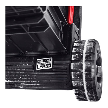 Platforma transportowa Qbrick System ONE z możliwością sztaplowania 745 x 510 x 180 mm z metalowymi kołami skrętnymi i hamulcem