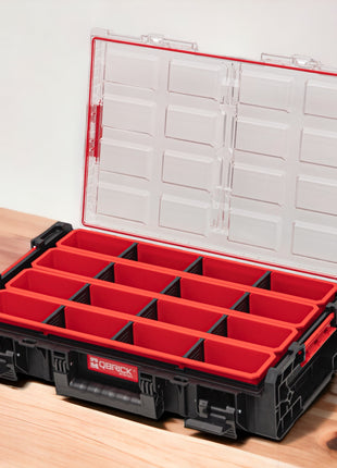 Qbrick System ONE Organizer XL 2.0 Long Bin sztaplowany 582 x 387 x 131 mm 13,5 l IP66 z 4 wkładkami i 12 przegrodami