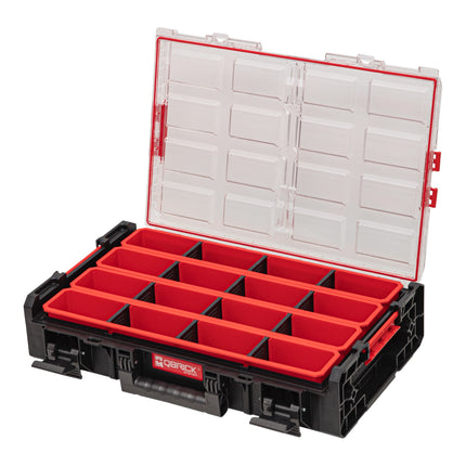 Qbrick System ONE Organizer XL 2.0 Long Bin sztaplowany 582 x 387 x 131 mm 13,5 l IP66 z 4 wkładami i 12 przegrodami