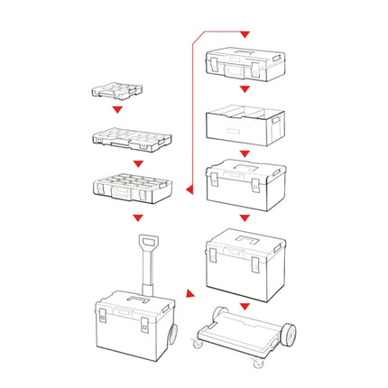 Qbrick System ONE 200 2.0 Vario RED ULTRA HD Walizka narzędziowa 585 x 385 x 190 mm 15,4 l z możliwością sztaplowania IP66