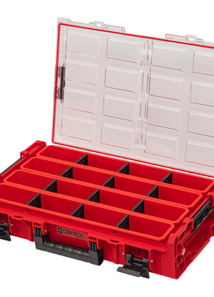 Qbrick System ONE Organizer XL 2.0 Long Bin RED ULTRA HD Niestandardowy, sztaplowany 582 x 387 x 131 mm 13,5 l IP66 z 4 wkładkami i 12 przegrodami