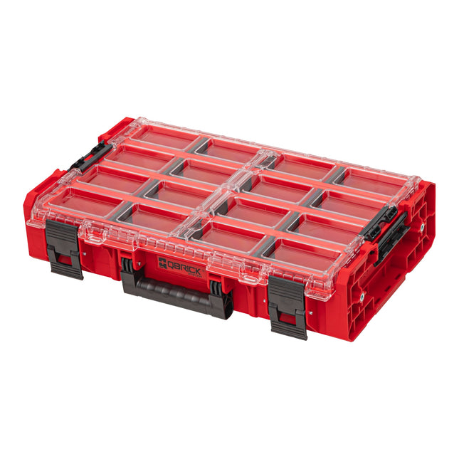 Qbrick System ONE Organizer XL 2.0 Long Bin RED ULTRA HD Niestandardowy, sztaplowany 582 x 387 x 131 mm 13,5 l IP66 z 4 wkładami i 12 przegrodami