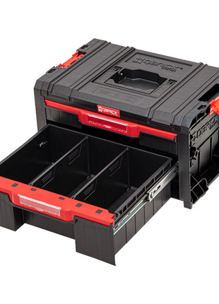 Qbrick System PRO Drawer 2 Toolbox 2.0 Basic stapelbar 450 x 310 x 244 mm 4,5 l 9,5 l IP54 mit zwei Schubläden 5 Trennwänden