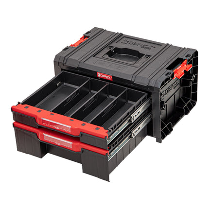 Qbrick System PRO Drawer 2 Toolbox 2.0 Basic z możliwością sztaplowania 450 x 310 x 244 mm 4,5 l 9,5 l IP54 z dwiema szufladami 5 przegródek