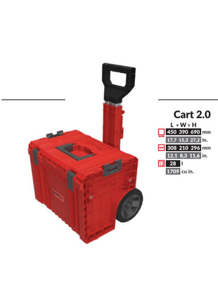 Qbrick System PRO Cart 2.0 RED ULTRA HD stapelbar 490 x 415 x 660 mm 42 l IP54 abnehmbarer Doppelteleskopgriff