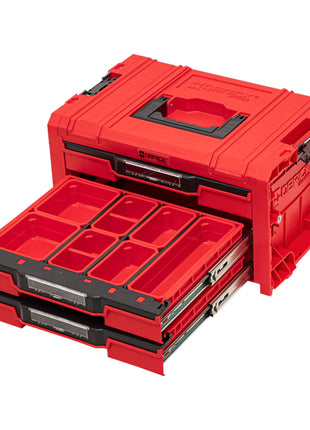 Qbrick System PRO Drawer 3 Toolbox 2.0 Expert RED ULTRA HD Mallette à outils 450 x 310 x 244 mm 13,5 l empilable IP54 avec 3 tiroirs