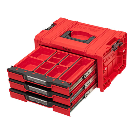 Qbrick System PRO Drawer 3 Toolbox 2.0 Expert RED ULTRA HD Toolbox 450 x 310 x 244 mm 13,5 l z możliwością sztaplowania IP54 z 3 szufladami