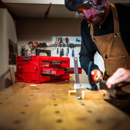 Qbrick System PRO Drawer 3 Toolbox 2.0 Expert RED ULTRA HD Toolbox 450 x 310 x 244 mm 13,5 l z możliwością sztaplowania IP54 z 3 szufladami