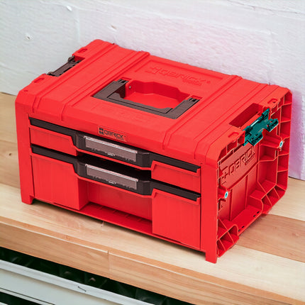 Qbrick System PRO Drawer 2 Toolbox 2.0 Expert RED ULTRA HD Toolbox 450 x 310 x 244 mm 14 l sztaplowany IP54 z 2 szufladami