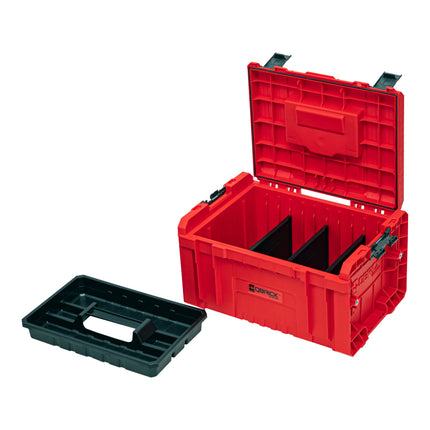 Qbrick System PRO Toolbox 2.0 RED ULTRA HD Niestandardowa walizka narzędziowa 450 x 260 x 240 mm 19 l z możliwością sztaplowania IP54 z 3 przegrodami i półką