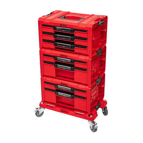 Qbrick System PRO Drawer Workshop Set 3 RED ULTRA HD + 2x Szuflada 2 Toolbox + 1x Szuflada 3 Toolbox + tablica na kółkach