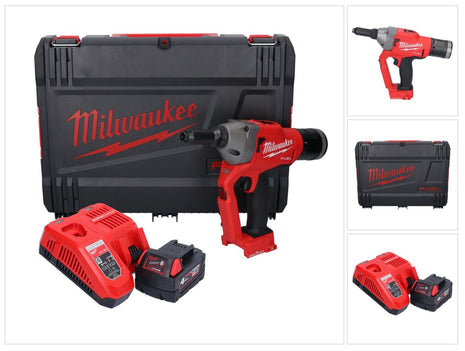 Riveteuse aveugle sur batterie Milwaukee M18 ONEFPRT-401X 18 V 20 kN sans balais + 1x batterie 4,0 Ah + chargeur + boîtier HD