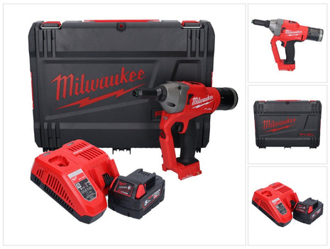 Milwaukee M18 ONEFPRT-501X outil de rivetage sans fil 18 V 20 kN Brushless + 1x batterie 5,0 Ah + chargeur + HD Box