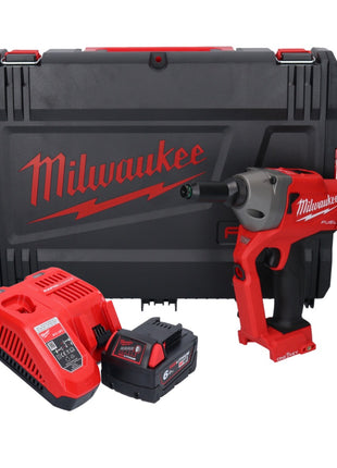 Riveteuse aveugle sur batterie Milwaukee M18 ONEFPRT-601X 18 V 20 kN sans balais + 1x batterie 6,0 Ah + chargeur + boîtier HD