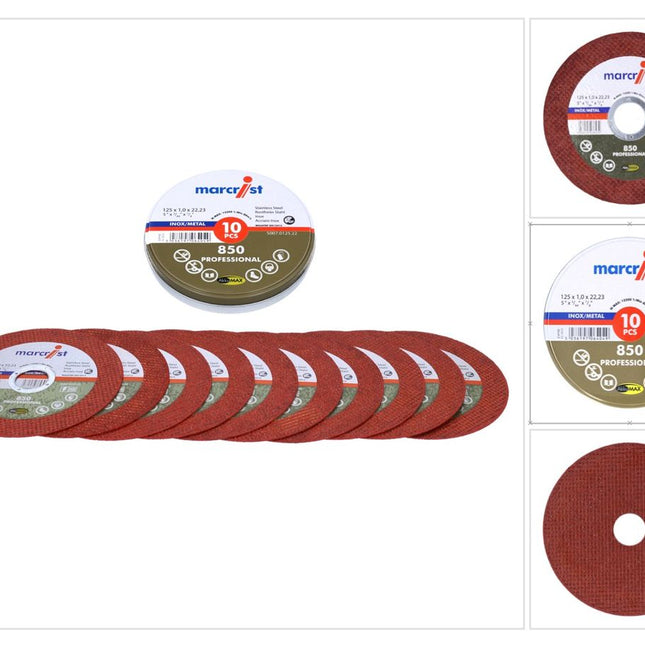 Marcrist 850 Inox specjalna ultracienka tarcza tnąca 10 szt. 125 x 1,0 x 22,23 mm ( 5007.0125.22-10 ) do szlifierek kątowych