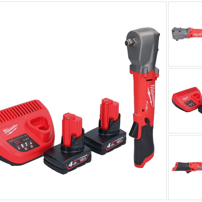 Milwaukee M12 FRAIWF12-402 Akumulatorowy kątowy klucz udarowy 12 V 1/2" 270 Nm bezszczotkowy + 2x akumulator 4,0 Ah + ładowarka
