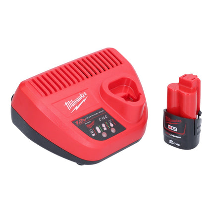 Milwaukee M12 FHIR14LR-201 akumulatorowa grzechotka szybkomocująca 12 V 47 Nm 1/4" bezszczotkowa + 1x akumulator 2,0 Ah + ładowarka
