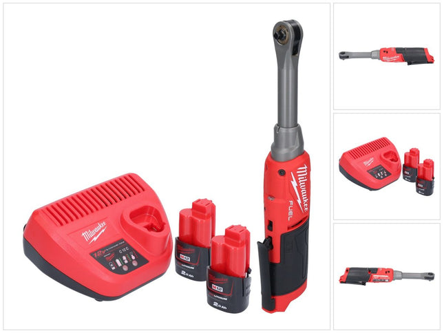 Milwaukee M12 FHIR14LR-202 akumulatorowa grzechotka szybkomocująca 12 V 47 Nm 1/4" bezszczotkowa + 2x akumulator 2,0 Ah + ładowarka