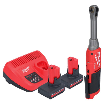 Milwaukee M12 FHIR14LR-502 akumulatorowa grzechotka szybkomocująca 12 V 47 Nm 1/4" bezszczotkowa + 2x akumulator 5,0 Ah + ładowarka