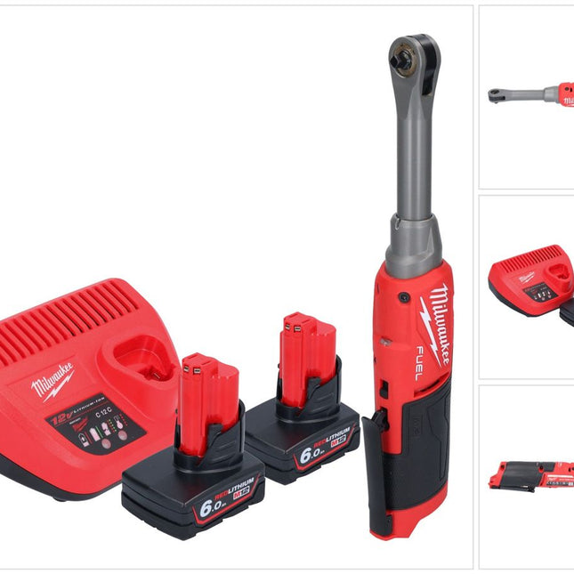 Milwaukee M12 FHIR14LR-602 Akku Hochgeschwindigkeits Ratsche 12 V 47 Nm 1/4" Brushless + 2x Akku 6,0 Ah + Ladegerät